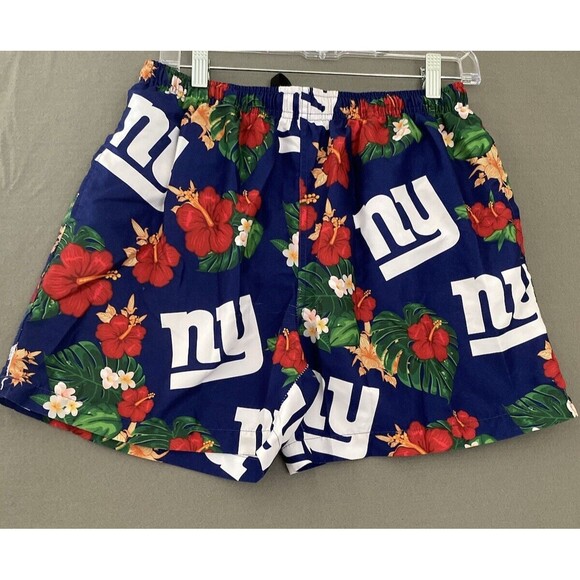 New York Giants NFL Floral Hawaiian Shorts Men Large Beach Swim Trunk - Picture 1 of 12